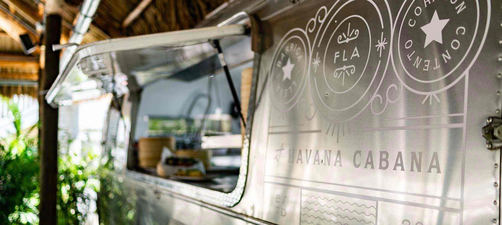 A close-up of the Floridita food truck with the window up