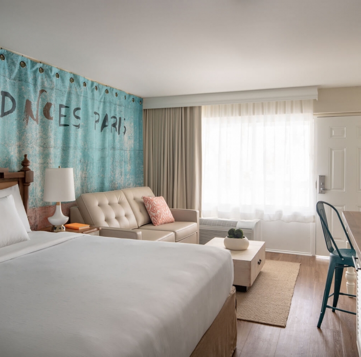 Interior view of an accessible hotel room at Havana Cabana.