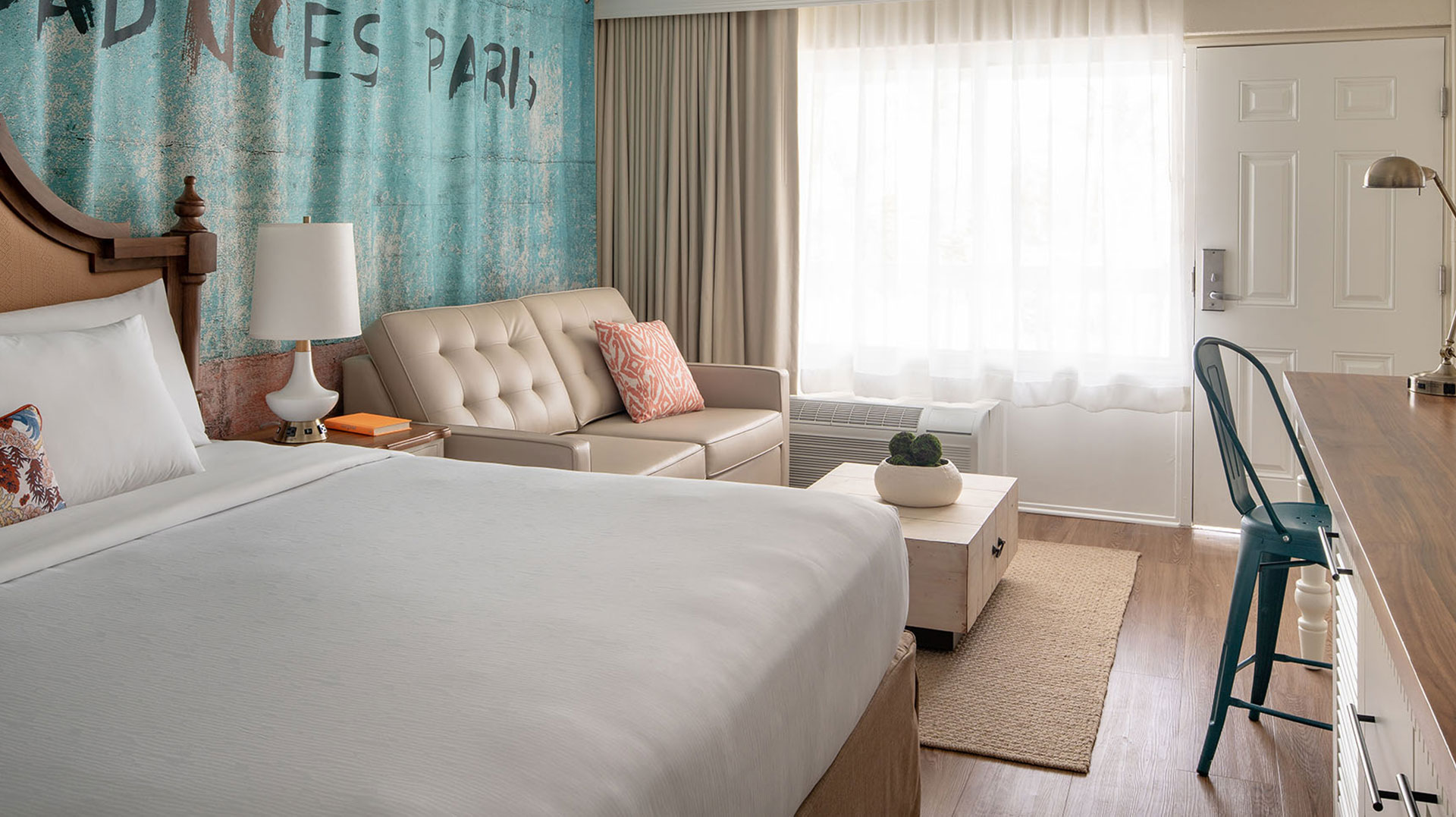 Interior view of a mobility accessible King bedroom at Havana Cabana resort