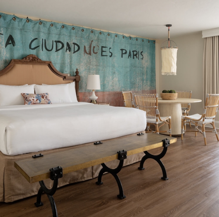 Interior view of a King bedroom at Havana Cabana, a Key West resort.