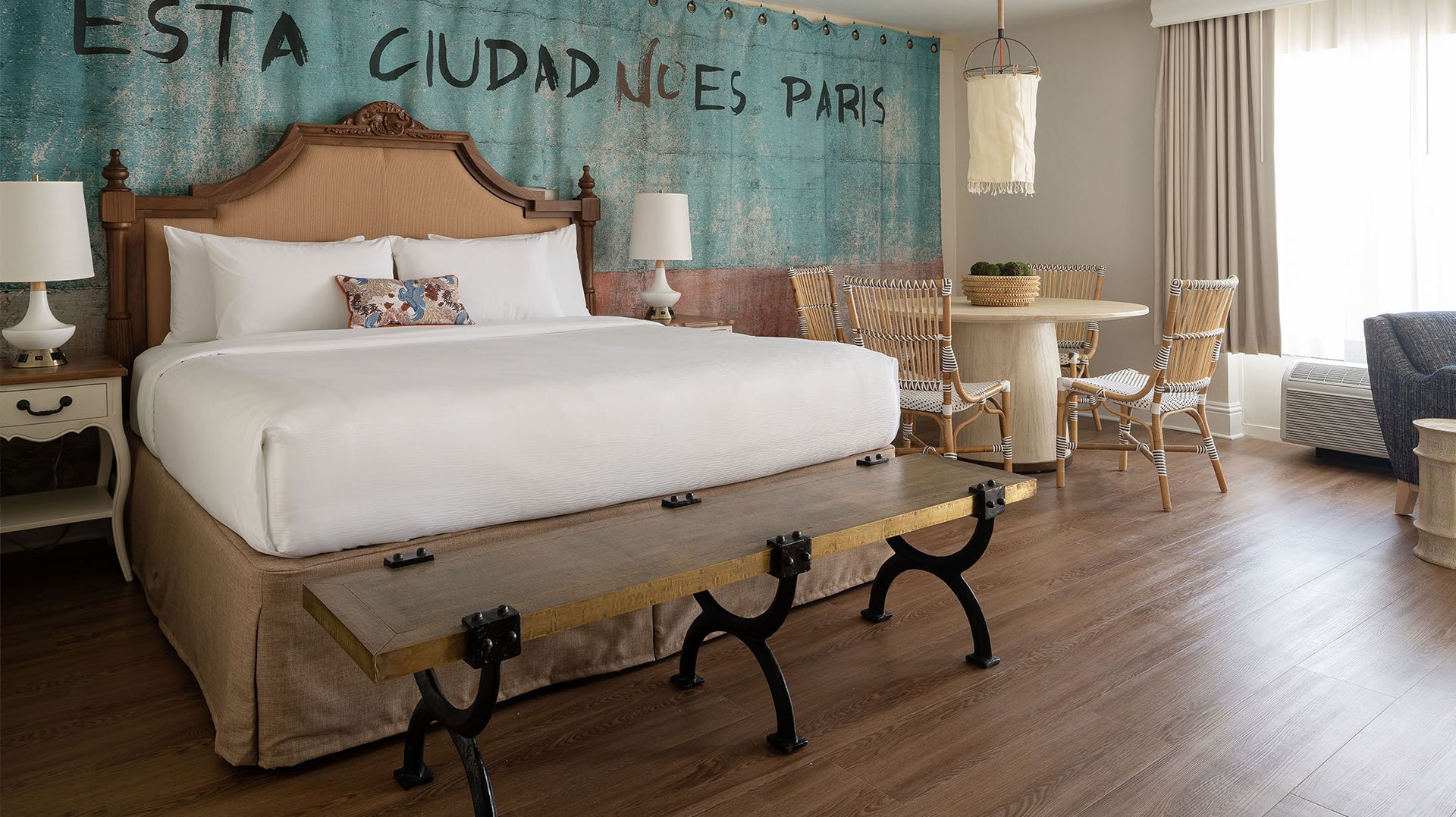 Interior view of a King Bed and 325 square foot hotel room at Havana Cabana, Key West