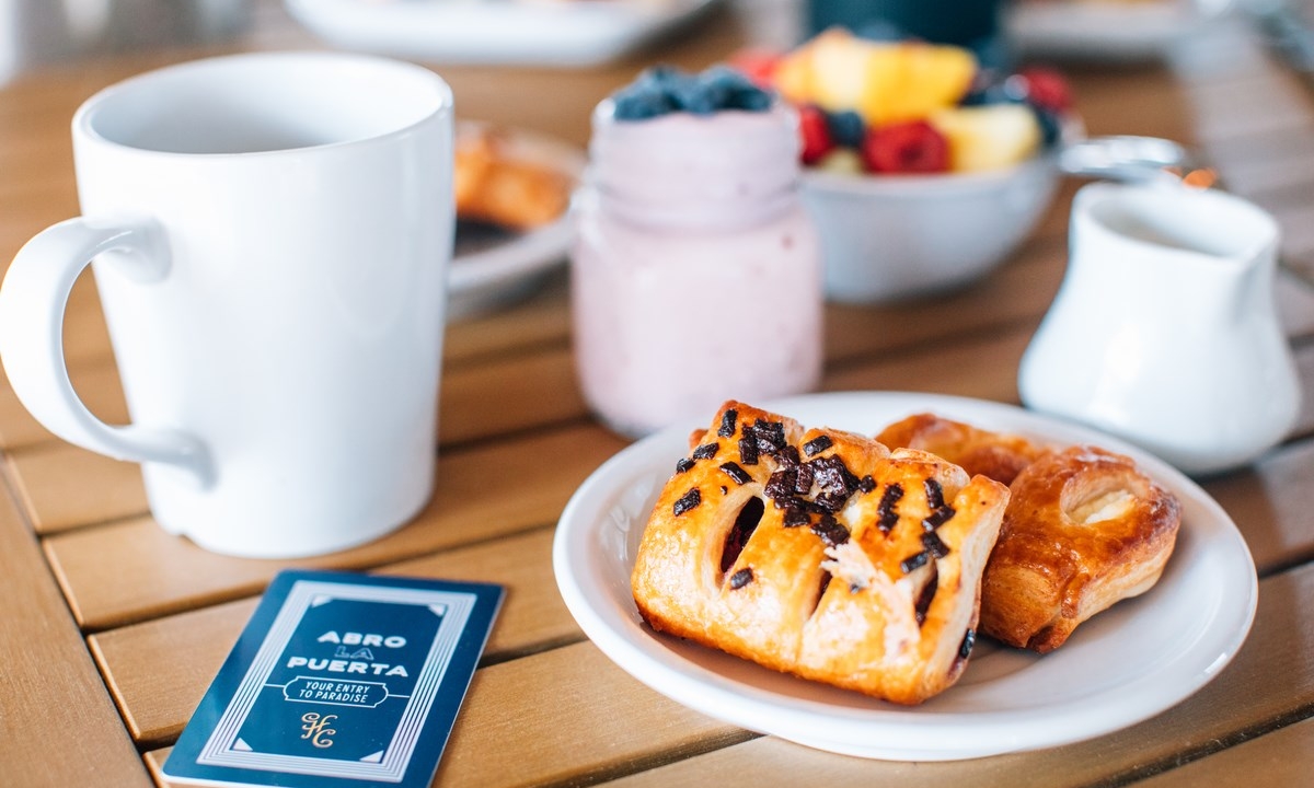 a plate of pastry breakfast on a table