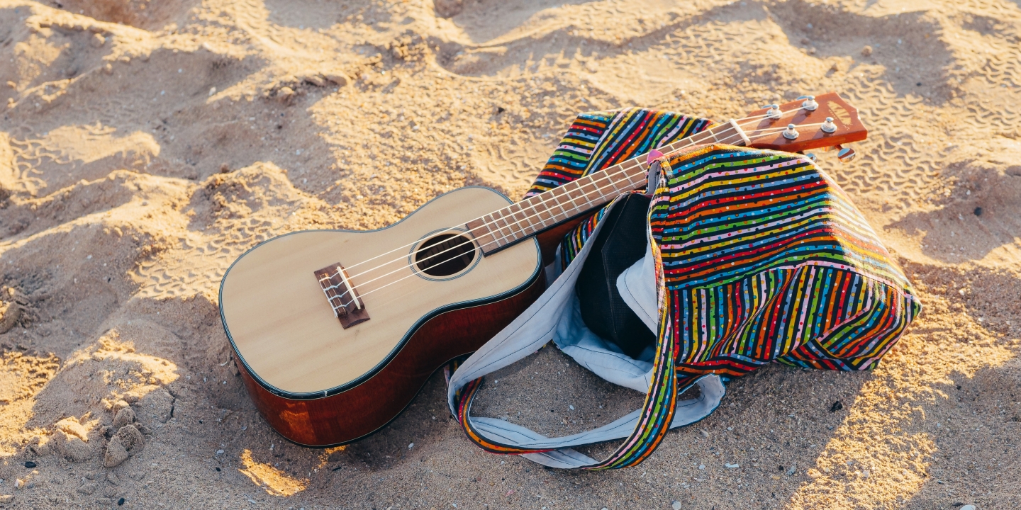 guitar on sand